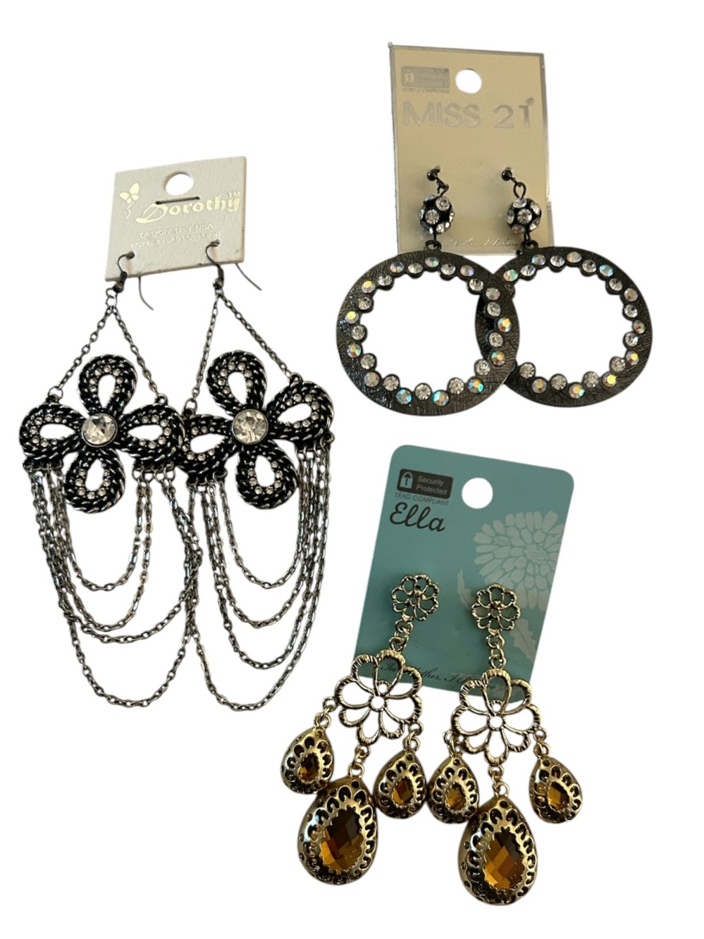 Dorothy Ella Miss 21 Boho/Glam Statement Earrings Lot